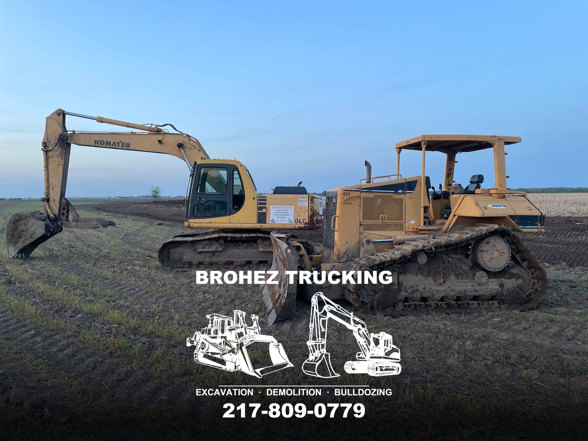Brohez Trucking equipment on a central-Illinois job site